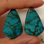 2pcs　シックなブル＆ｸﾞﾚｰのゼブラジャスパーン32x20x5㎜