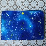 宇宙柄仕切りポーチ(青)