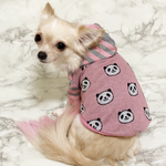 犬服 ピンクボーダー✖️パンダ柄パーカー 【ピンク】