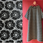 総レース　お花刺繍　ゆったりワンピース　白黒 