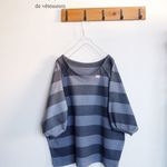 太ボーダーポンチニットでドルマンスリーブＴＯＰＳ*アッシュグレー