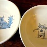 ＊鯵ぽた屋＊　ねこ鉢2種