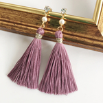 くすみカラー✴︎シルクタッセルと小さなパールの上品ピアス/イヤリング