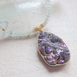 Sea Cave 海の洞窟のチタニウムドゥルージー　アクアマリンのステートメントネックレス Druzy　一点 