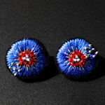 ＜Stella～遊び好きの星～＞刺繍ピアス◎シャガールブルーの夜◎2way★ロングポスト/アレルギー対応変更可能