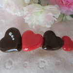 ハートチョコレートのバレッタ♡8cmG♡パール