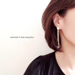 swarovski & chain long pierce（スワロフスキー＆チェーン ロングピアス　スワロ）