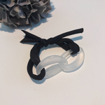 elastic ribbon bracelet  clear mat  black ヘアー ブレスレット