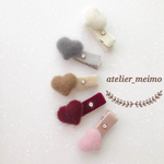 ♡とベルベットリボンのベビーヘアクリップ キッズヘアクリップ
