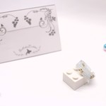 和紙を使用した指輪　淡いブルー桜模様