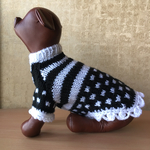 黒白ドット&ボーダー柄犬のセーター