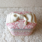 [c様オーダー品] ダマスク 綿棒ケース ピンク×アイボリー