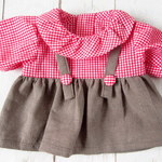 ぽぽちゃん服・セットアップ風赤いギンガム
