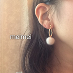 2種のふわふわポンポンピアス*イヤリング*ノンホールピアス*