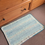 SALE!! 【送料無料】レトロでカラフルなモチーフマット block blue