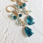 【A様ご予約品】14kgf モスカイヤナイト ピアス/イヤリング ocean depths