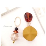No.B200 オシャレ ⁂ べっ甲×リングの アシンメトリーピアス / イヤリング