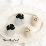 小花とミンクファーイヤリング/ピアス