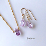 【再販5♡秋の福袋】14kgf✳︎宝石質ピンクアメジストのドロップネックレス&ピアスセット