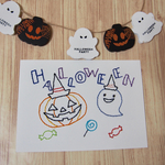 ハッピーハロウィンの紙刺繍カード