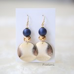 マットパール（ネイビー）とメタルウェーブ♡ピアス・イヤリング♪【K18・K14GF/14kgf対応】