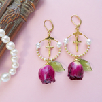 562*⌇人気⌇ミニ薔薇のクラシカルフープピアス/イヤリング