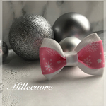 クリスマス♡リボンヘアアクセ(雪の結晶/ピンク)
