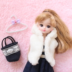 リカちゃん 服 ★送無★ リッチボア♡ベスト♡white