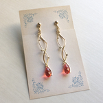 秋色❁ 揺れるダブルウェーブのイヤリング ピアス 〜autumn coral〜