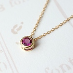 14kgf ロードライトガーネット (4mm)1粒 ベゼルネックレス