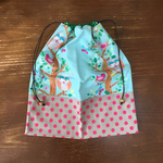 [SALE:50%OFF]縦長巾着(水色：フクロウ)