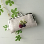 花の刺繍 印鑑ケース ベリー コットンパール   