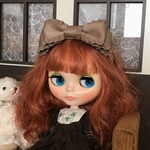 ネオブライス用リボンカチューシャ☆フリルリボン2☆ダークベージュ