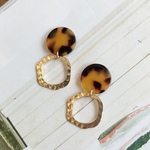 T.CY☆べっ甲とコットンパールのピアス