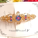 再販×7！大人可愛い華やかプリンセスflowerバレッタ❤️✨gold ゴールド 送料無料 スワロフスキー キラキラ 女子力 大人女子 花 エレガント プレゼント ラッピング
