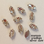 シルバー台座 ガラスストーン リーフ 5×10mm 10個 