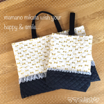フリル付き🎗オトナ可愛いリボンのレッスンバッグ&シューズ袋2点セット【通園・通学】裏地も可愛い♡女の子の入園、入学準備に♡