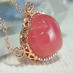 【宝石質/アルゼンチン産インカローズ】◆ぷくっと可愛いハート◆L91◆飾り枠の美しいペンダント◆薔薇色の人生◆ 