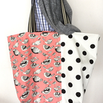 SALE!50%OFF★トリ柄とドットのbigトートバッグ＊ピンク