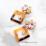 秋ピアス べっ甲ビジュー ♡ ピアス/イヤリング