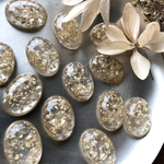 【4P】 クリアベース 金箔 カボション 貼り付けパーツ デコパーツ オーバル