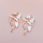 「2個入り」鳥と花 雫 ピンクゴールド メタルパーツ ピアス イヤリング ネックレス チャーム