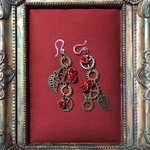 歯車と赤薔薇のピアス6（イヤリング変更可能）