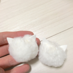  猫のミンクファー チャーム ホワイト