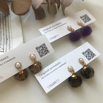 ハンドメイドアクセサリー  ピアス ファー ファーボール パール 小ぶり 大人アクセサリー シンプル レオパード ヒョウ柄