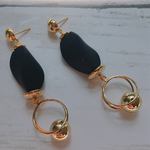 black&gold ラバービーズピアス＊イヤリング可能