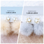 No.32✳秋冬✳スワロフスキービジュー×ミンクファーのイヤリング/ピアス