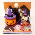 ちりめん細工「ハロウィン仮装パーティーへGO🎃」ミニ置物 