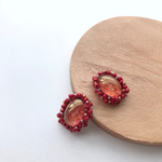 【受注制作】もこもこビーズ刺繍(tomato gelée)ピアスorイヤリング　
