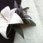 ｋ様オーダー品：リネンのコサージュ＊ユリ＋＋9.7cm×２点セット